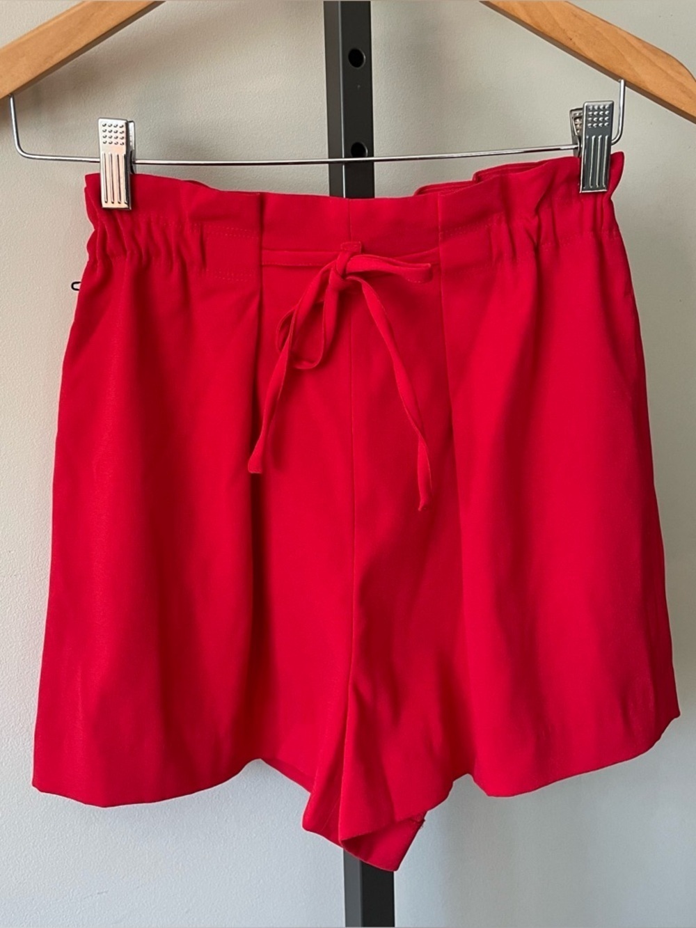 NEW Babaton Salim Paperbag Shorts Pleated Red High Rise Front Tie